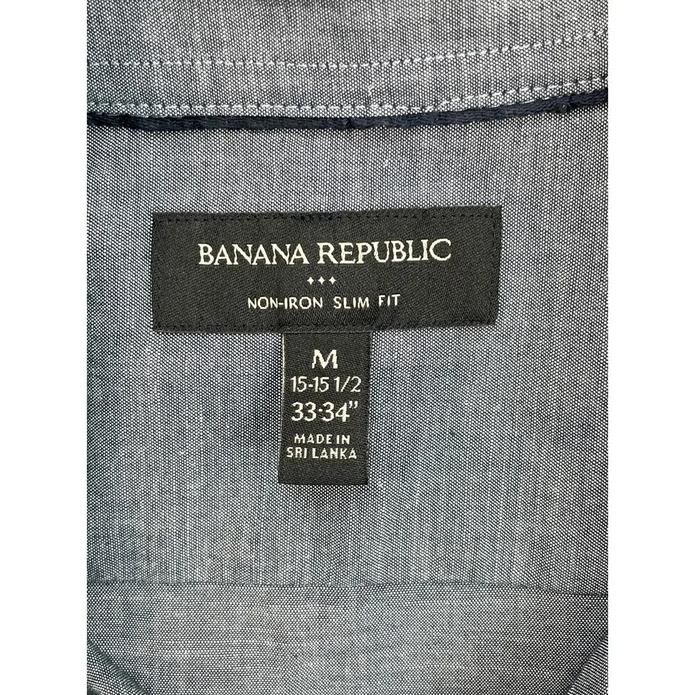 Banana Republic Shirt Men‎ Medium Gray 100% Cotton Long Sleeve Button Up